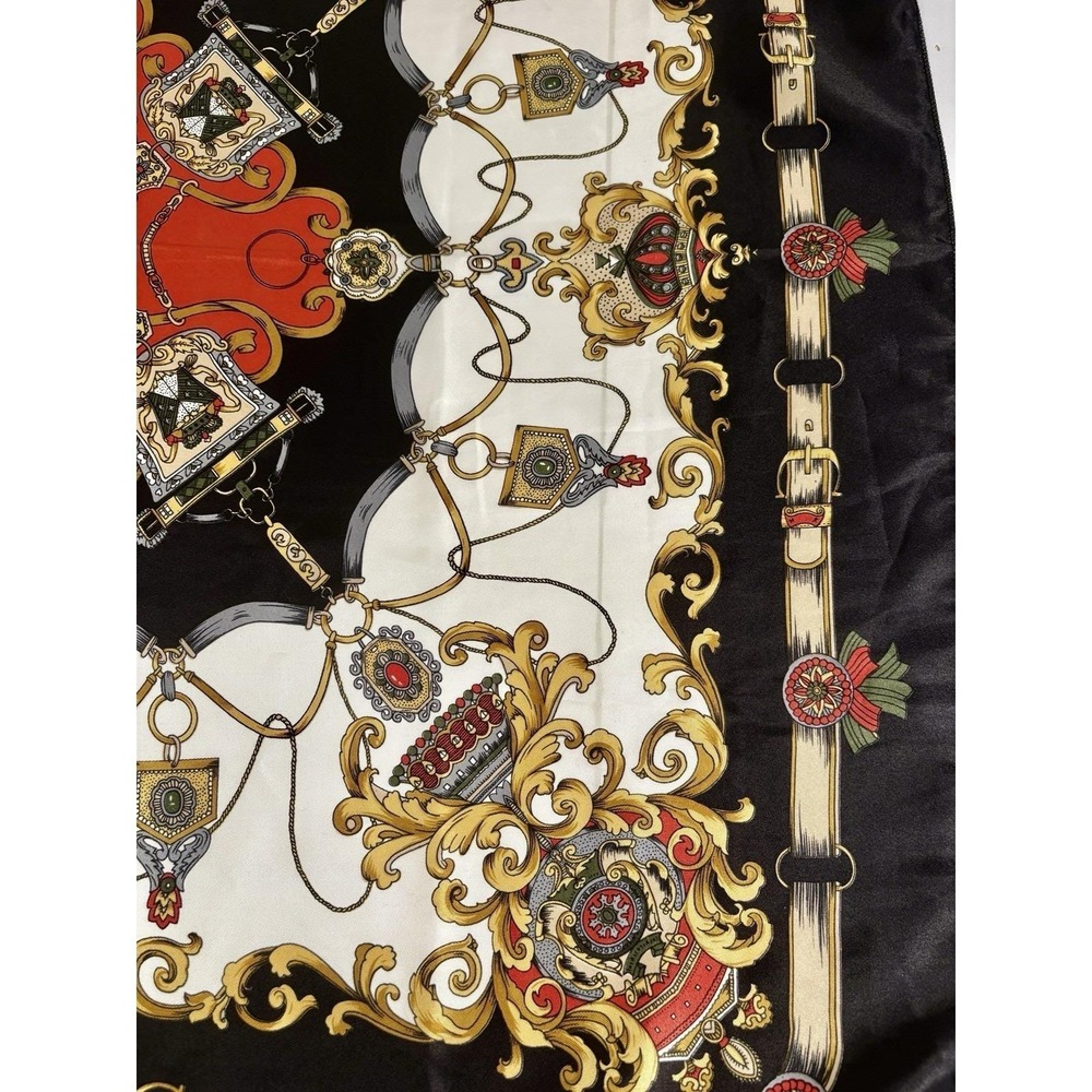 Vintage Berkshire Scarf Women's Square Red Gold Old Money Royalty Equestrian